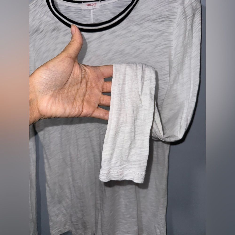 Goldie Women’s Long Sleeve Tipped Ringer Tee in White Size XS GUC - Picture 3 of 7